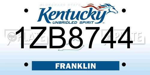 1ZB8744 Kentucky License Plate