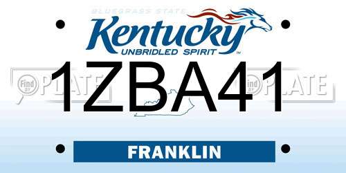 1ZBA41 Kentucky License Plate