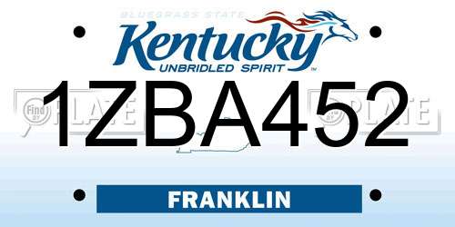 1ZBA452 Kentucky License Plate