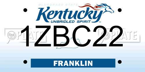 1ZBC22 Kentucky License Plate