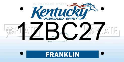 1ZBC27 Kentucky License Plate