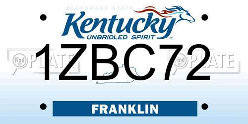 1ZBC72 Kentucky License Plate