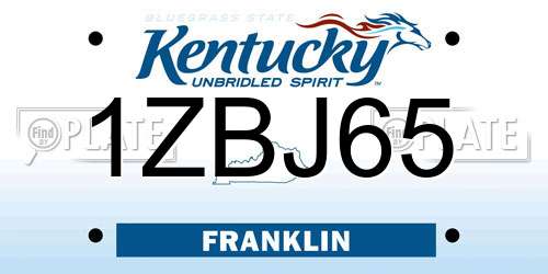 1ZBJ65 Kentucky License Plate