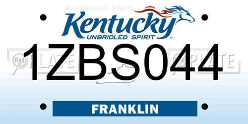 1ZBS044 Kentucky License Plate