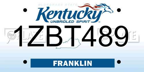 1ZBT489 Kentucky License Plate