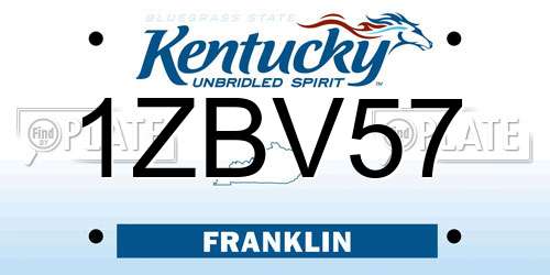 1ZBV57 Kentucky License Plate