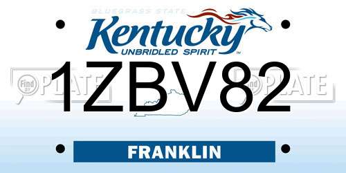 1ZBV82 Kentucky License Plate