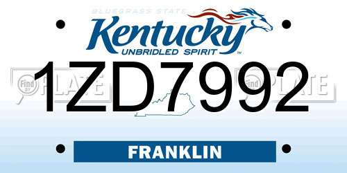1ZD7992 Kentucky License Plate