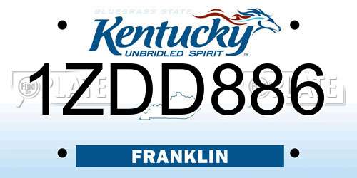 1ZDD886 Kentucky License Plate