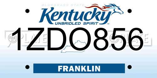 1ZDO856 Kentucky License Plate