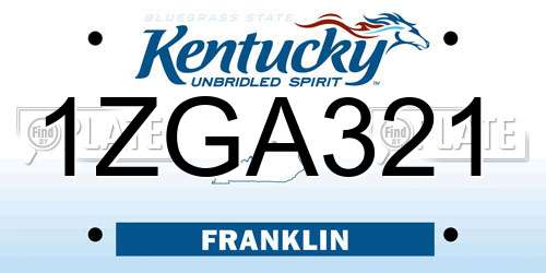 1ZGA321 Kentucky License Plate