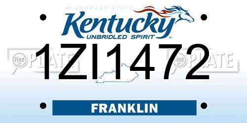 1ZI1472 Kentucky License Plate