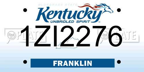 1ZI2276 Kentucky License Plate