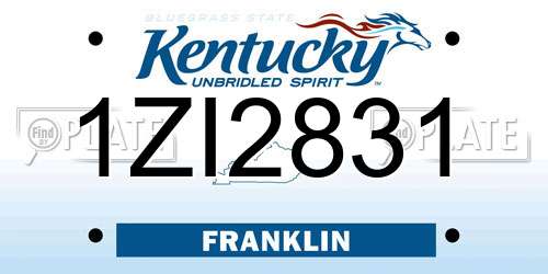 1ZI2831 Kentucky License Plate