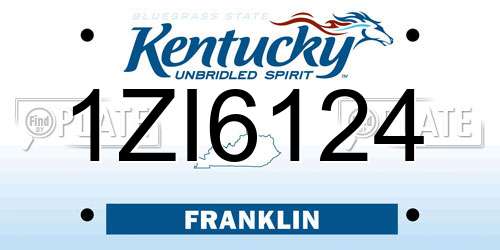 1ZI6124 Kentucky License Plate