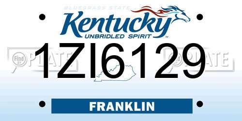 1ZI6129 Kentucky License Plate