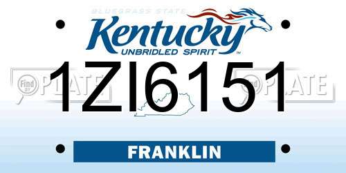 1ZI6151 Kentucky License Plate