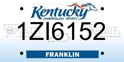 1ZI6152 Kentucky License Plate