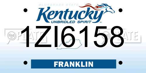 1ZI6158 Kentucky License Plate