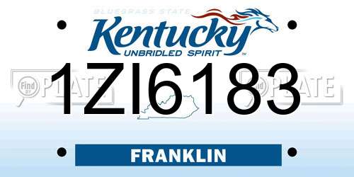 1ZI6183 Kentucky License Plate