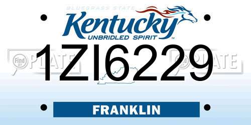 1ZI6229 Kentucky License Plate