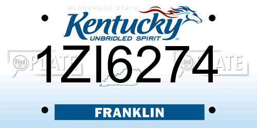 1ZI6274 Kentucky License Plate