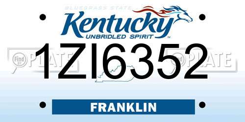 1ZI6352 Kentucky License Plate
