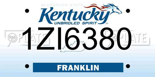 1ZI6380 Kentucky License Plate