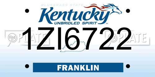 1ZI6722 Kentucky License Plate