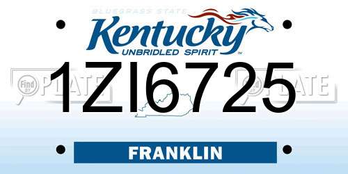 1ZI6725 Kentucky License Plate