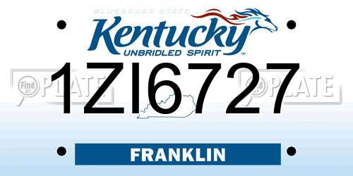 1ZI6727 Kentucky License Plate