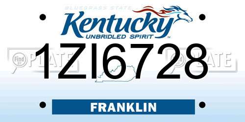 1ZI6728 Kentucky License Plate