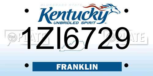 1ZI6729 Kentucky License Plate