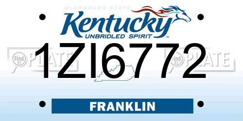 1ZI6772 Kentucky License Plate