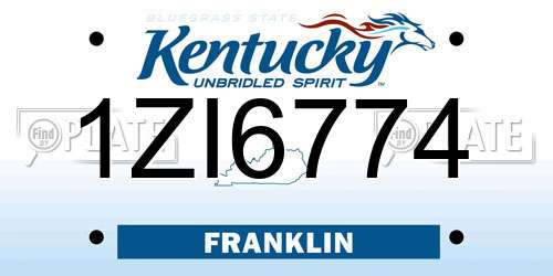1ZI6774 Kentucky License Plate