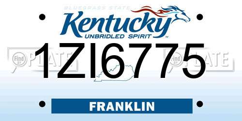 1ZI6775 Kentucky License Plate