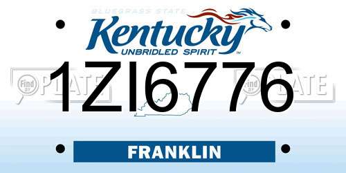 1ZI6776 Kentucky License Plate