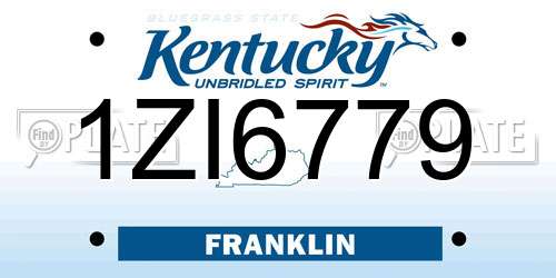 1ZI6779 Kentucky License Plate