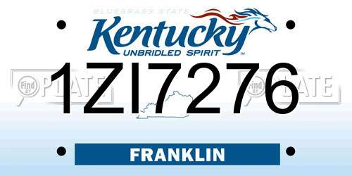 1ZI7276 Kentucky License Plate