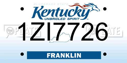1ZI7726 Kentucky License Plate