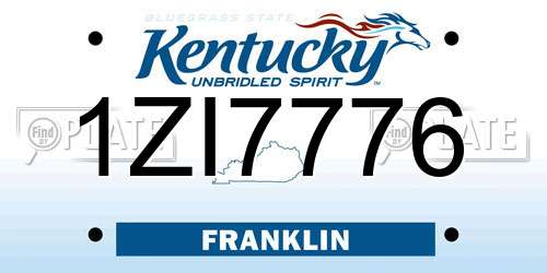 1ZI7776 Kentucky License Plate