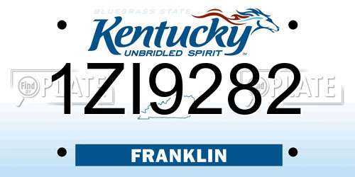 1ZI9282 Kentucky License Plate