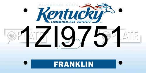 1ZI9751 Kentucky License Plate
