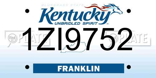 1ZI9752 Kentucky License Plate