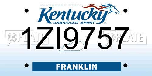 1ZI9757 Kentucky License Plate