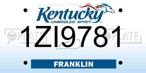 1ZI9781 Kentucky License Plate
