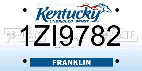 1ZI9782 Kentucky License Plate