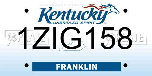 1ZIG158 Kentucky License Plate