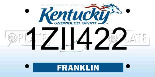 1ZII422 Kentucky License Plate