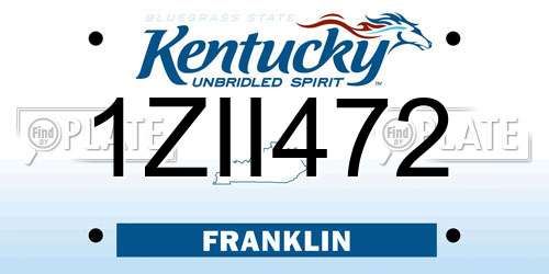 1ZII472 Kentucky License Plate